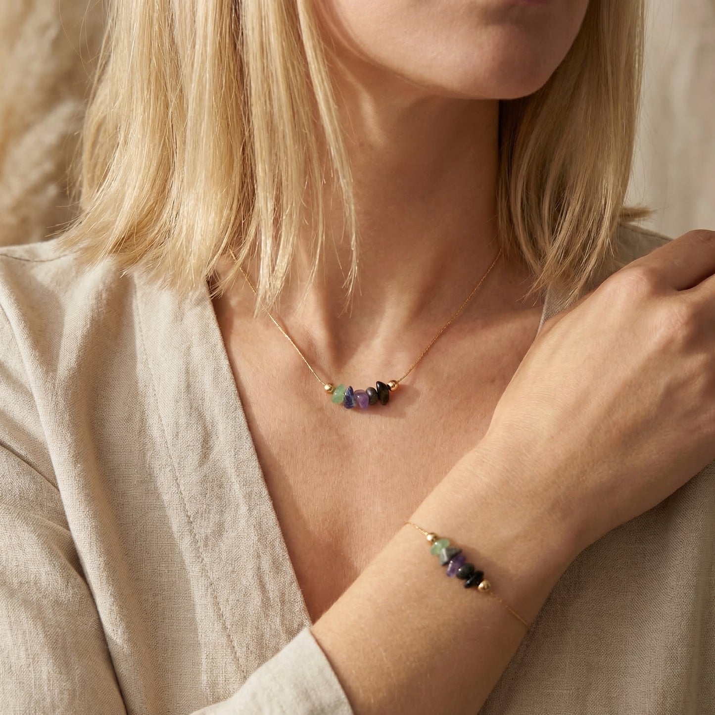 Erdungsset "Steady Ground" - Moosachat - Hämatit - Amethyst - Lapislazuli - Aventurin