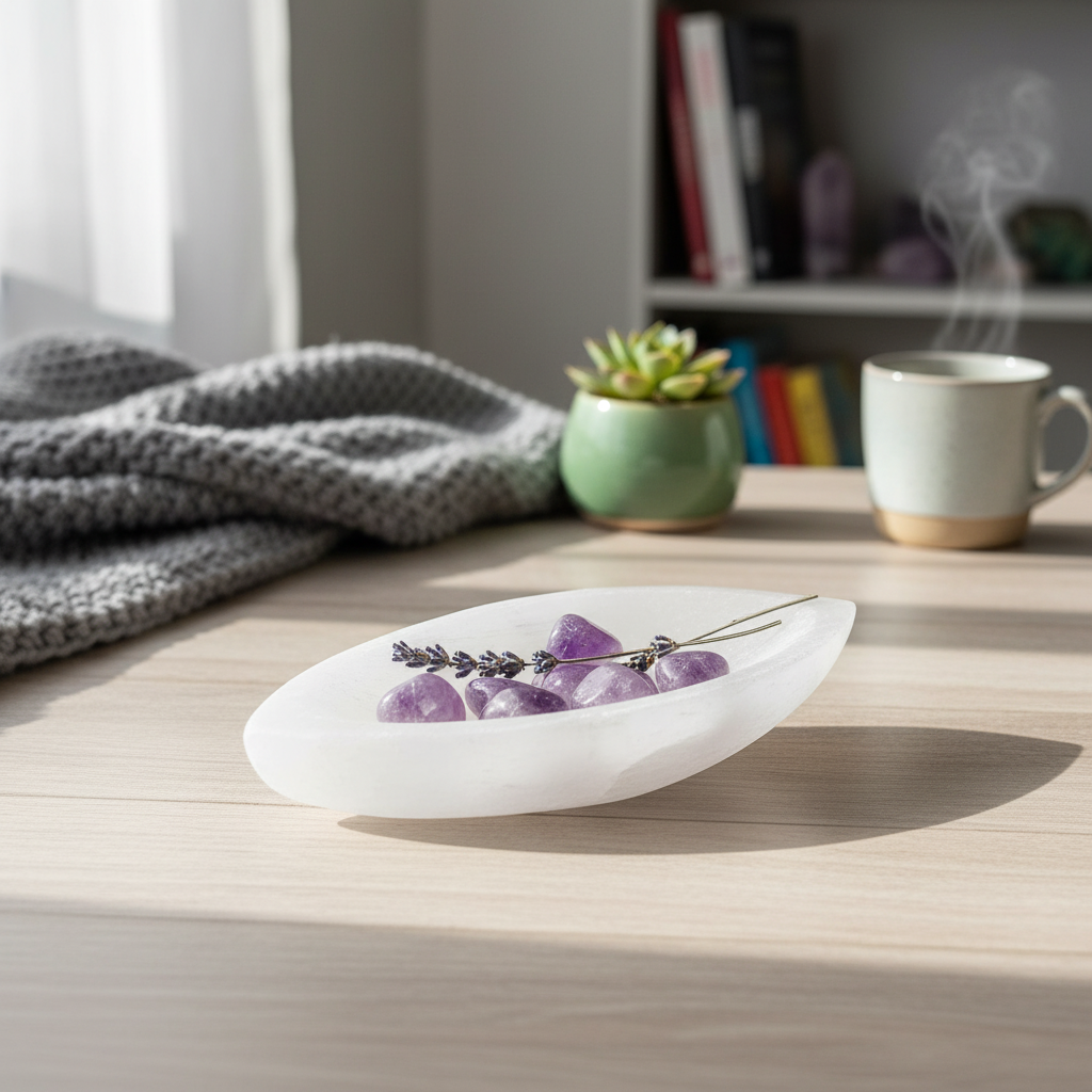 Selenit-Schiffchen / Schale