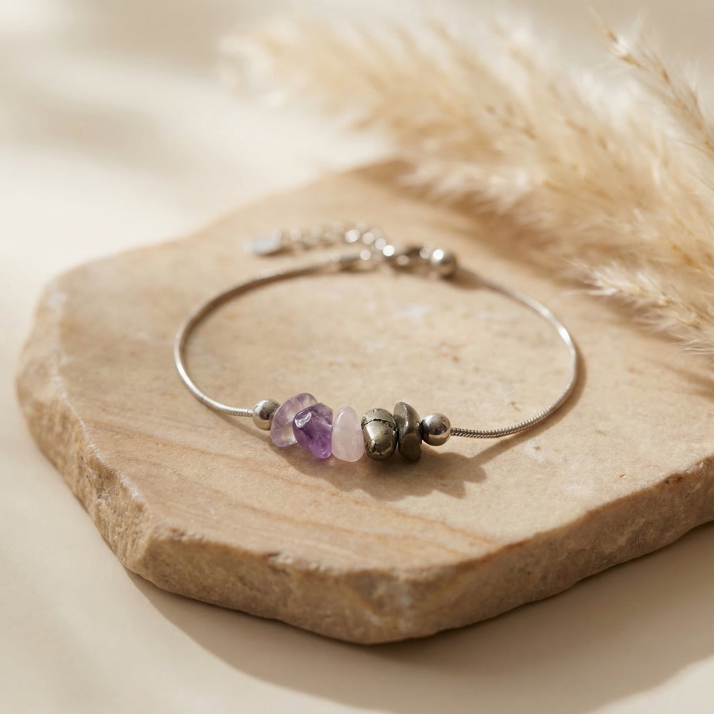 Ausgleichs- & Harmonie-Armband „Sacred Balance“ - Turmalin - Hämatit - Rosenquarz - Amethyst - Bergkristall