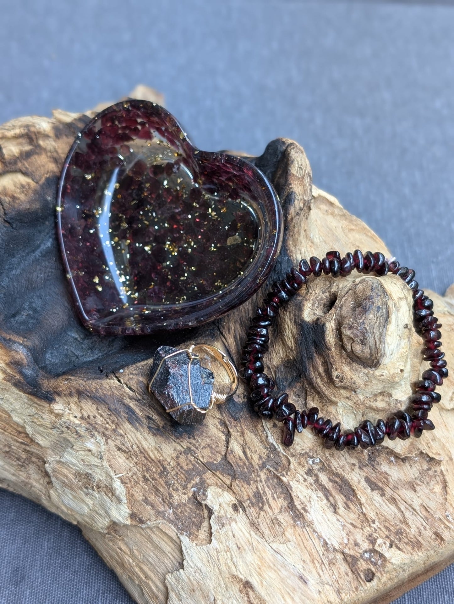 Stilvolles Schmuck-Set - Aventurin Rosenquarz Granat Amethyst