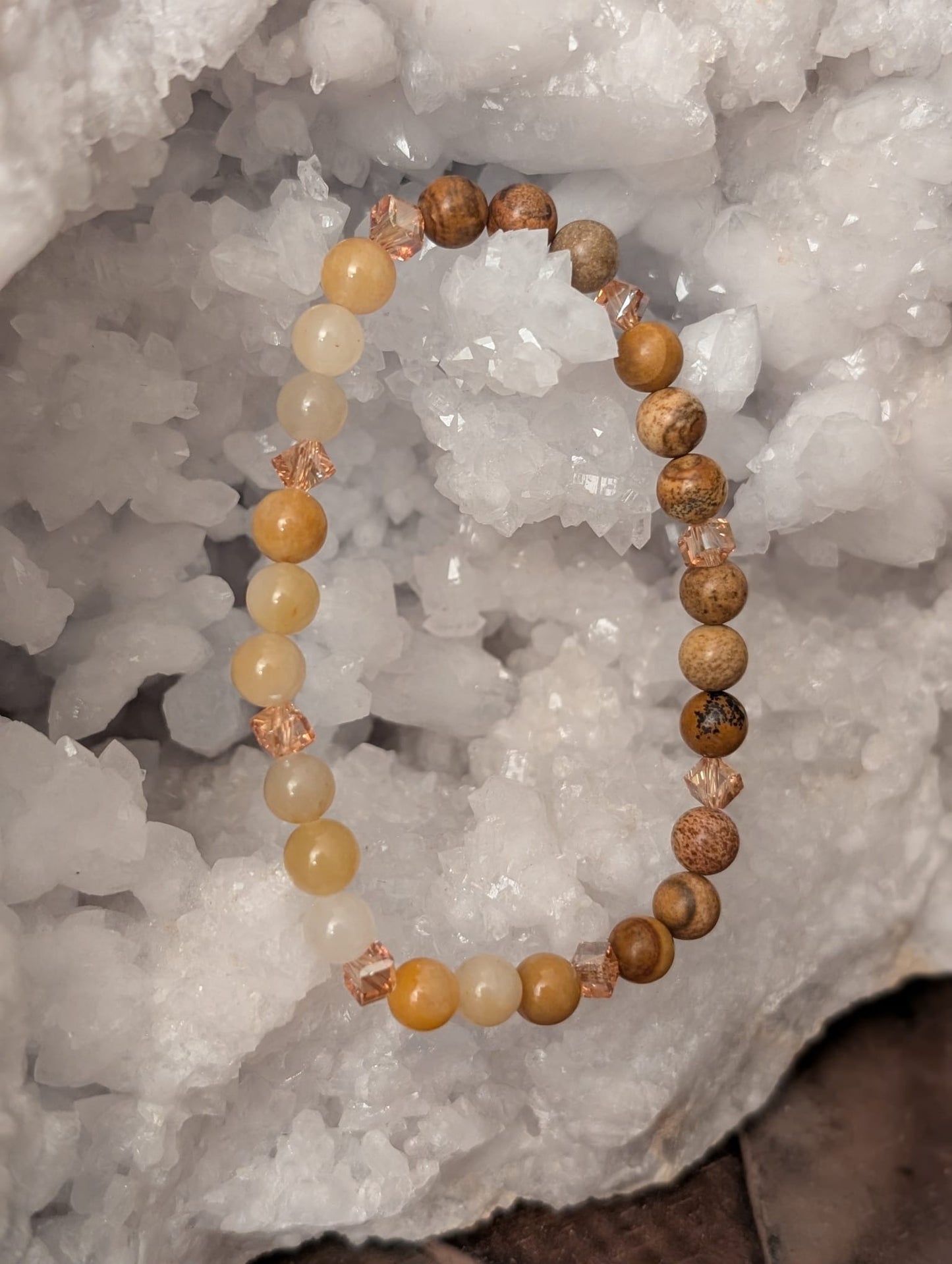 Naturstein-Armband Citrin & brauner Jaspis - 17-19