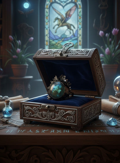 Arcana VII – Der Hüter der Schwelle (Labradorit-Ring)