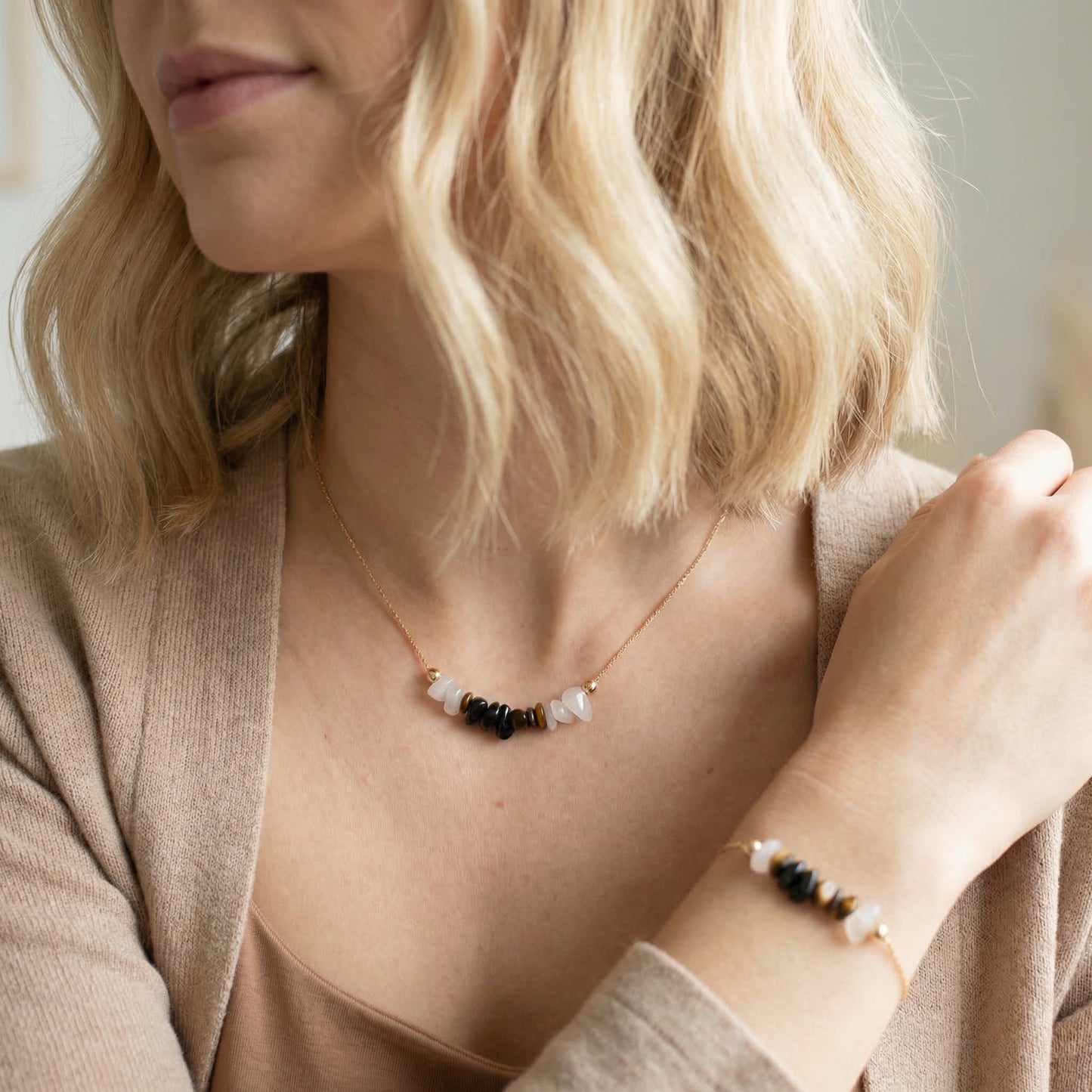 Schutz- & Kraftset „Shadow Light“ - Mondstein - Tigerauge - Obsidian