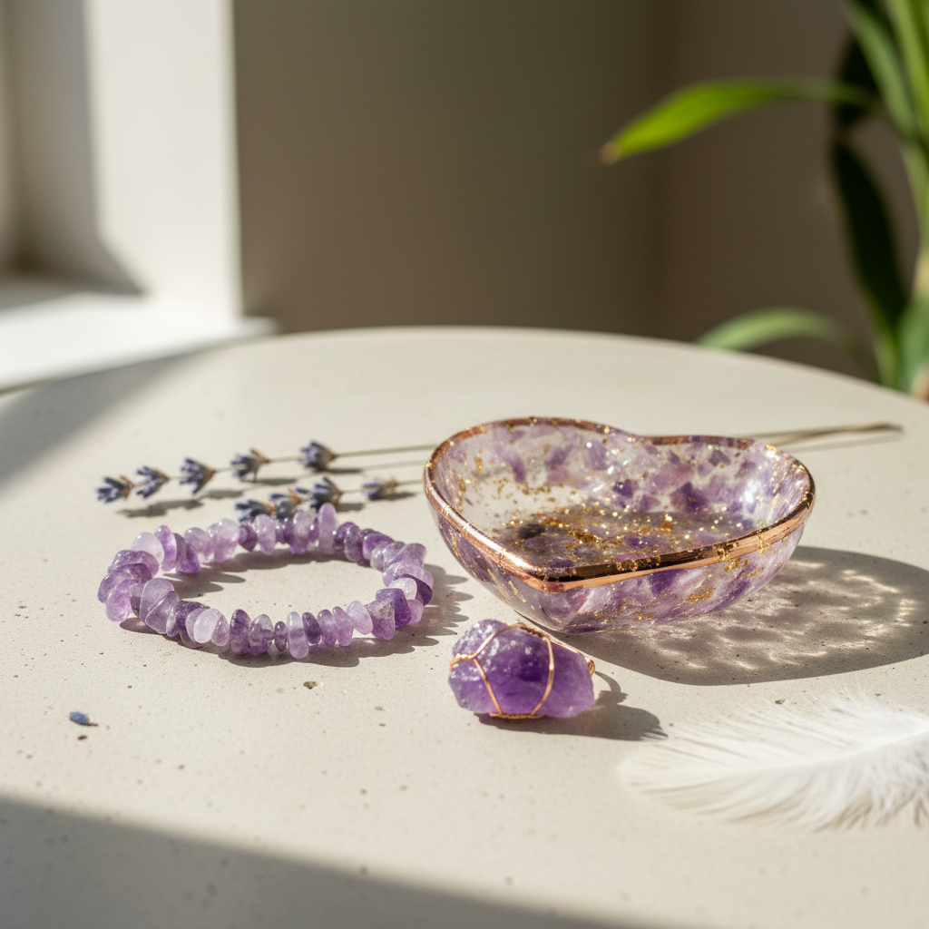 Stilvolles Schmuck-Set - Aventurin Rosenquarz Granat Amethyst