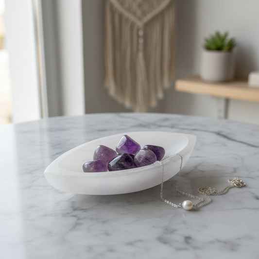 Selenit-Schiffchen / Schale