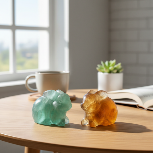 Fluorit-Hasen bernsteinf. + grün