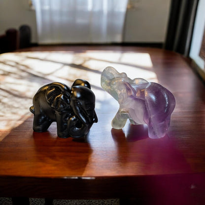 Mini-Elefant (Black Obsidian oder Fluorit)