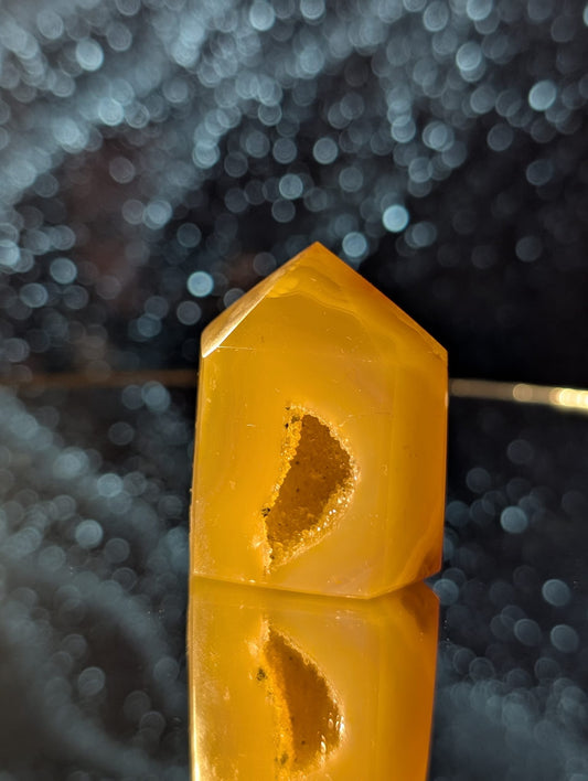 Mini Achat-Turm mit Druzy - Unikat