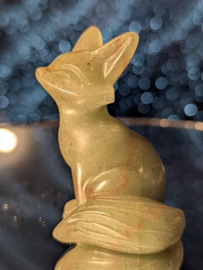 Fuchs-Figuren aus Jade, Aventurin, Orangencalcit, Rosenquarz, Ader-Jaspis