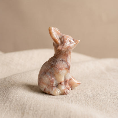 Fuchs-Figuren aus Jade, Aventurin, Orangencalcit, Rosenquarz, Ader-Jaspis