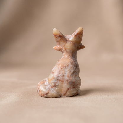 Fuchs-Figuren aus Jade, Aventurin, Orangencalcit, Rosenquarz, Ader-Jaspis