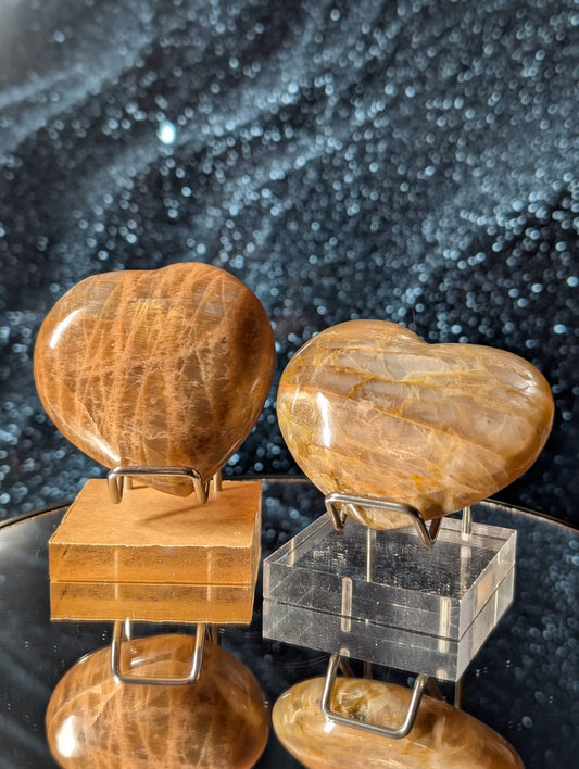 Pfirsich-Mondstein-Herzen - 2 Varianten