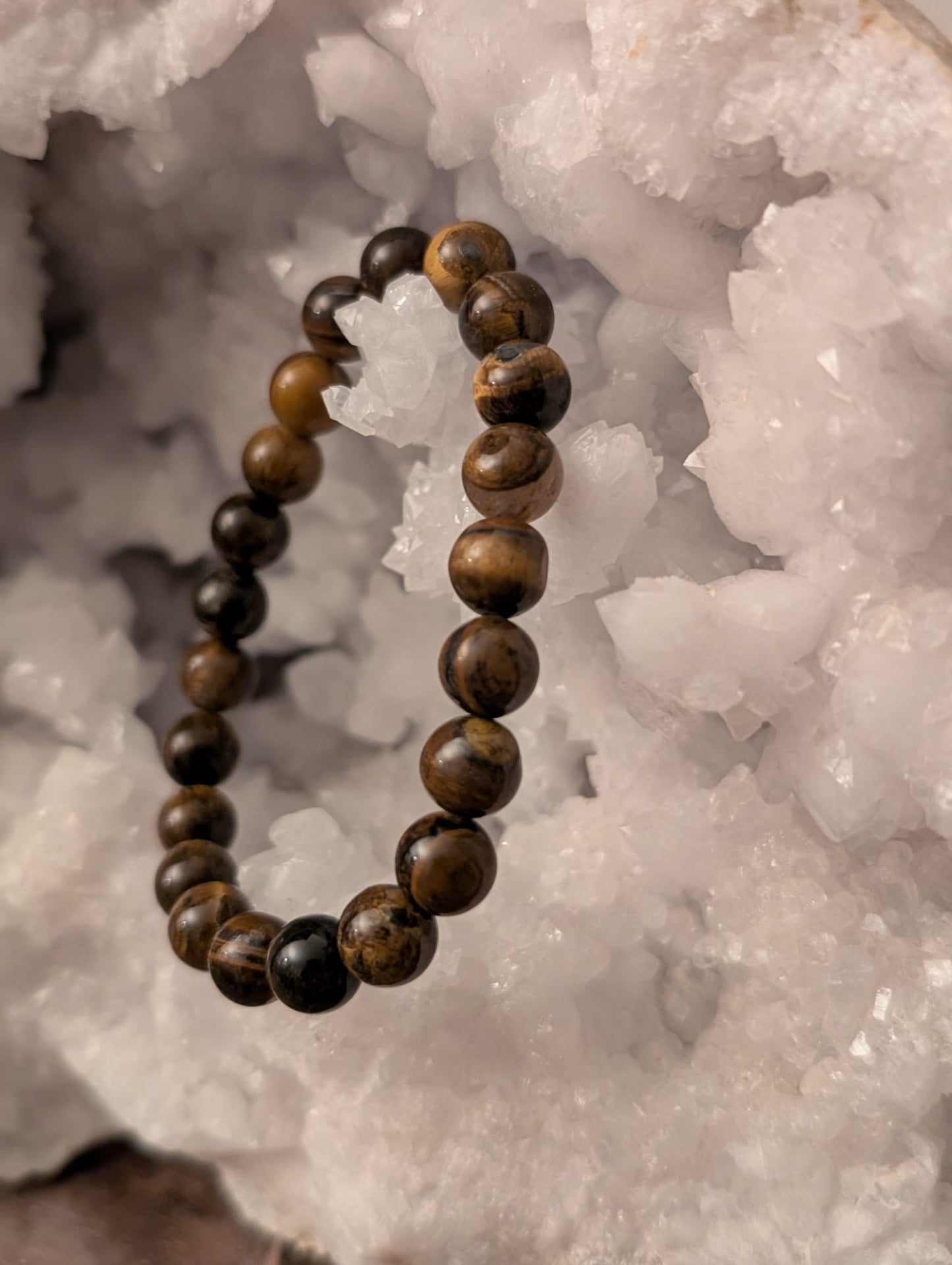 Echtes Naturstein-Armband – Hämatit / Tigerauge / Black Obsidian / Falkenauge - 15-18